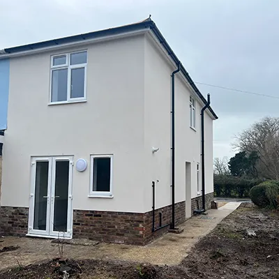 white side half of house