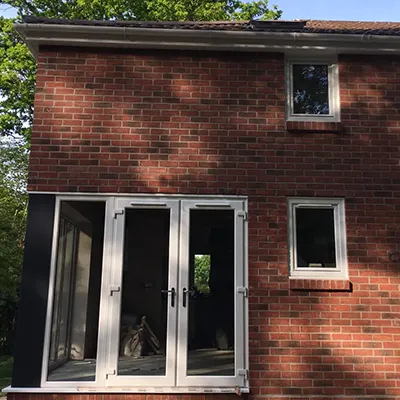 wall front view with white doors