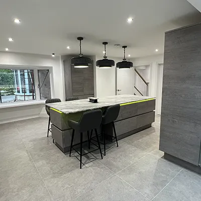 kitchen island with grey