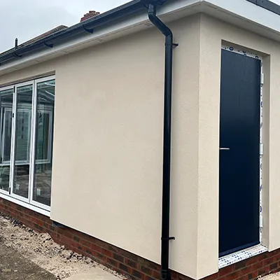 short side of cream house