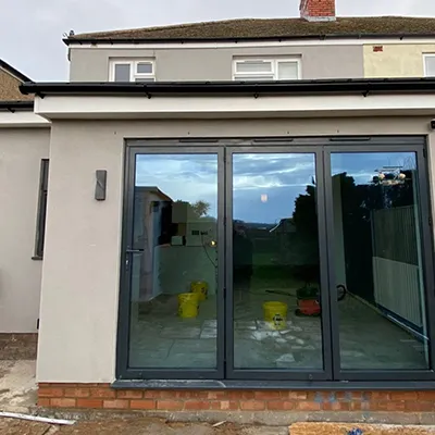 black doors with white aeea