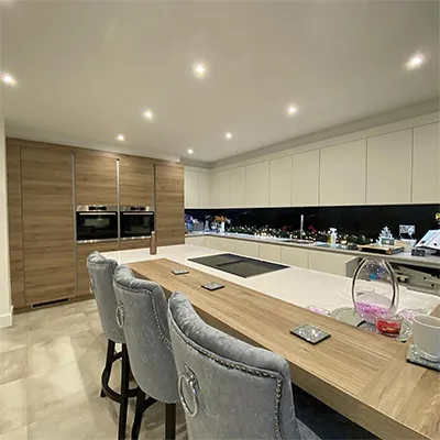 chairs pushed into a dining table