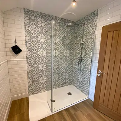 a shower in a nice room